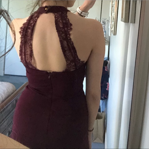 Lulu's Lace-Back Burgundy Dress - Picture 3 of 4